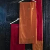 Buy Orange-Red Handwoven Chanderi Silk Dress Material Set Online