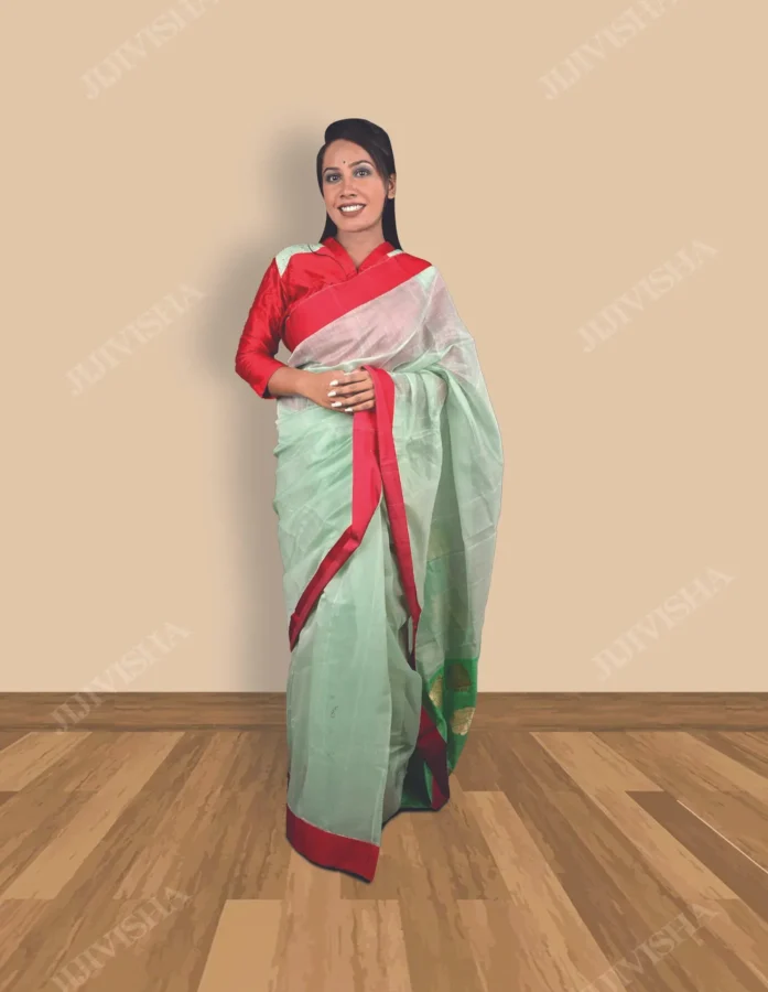Buy Mint Green Chanderi Silk Saree Online