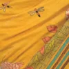 Buy Mustard Kantha Stitch Saree with Tussar Silk Online