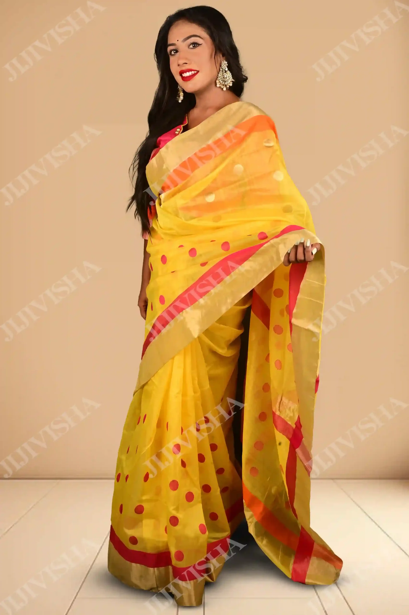 Buy Peeli Chanderi Silk Saree Online