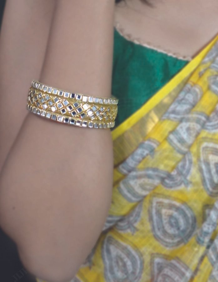 Ivory Peacock Ends Beaded Adjustable Cuff