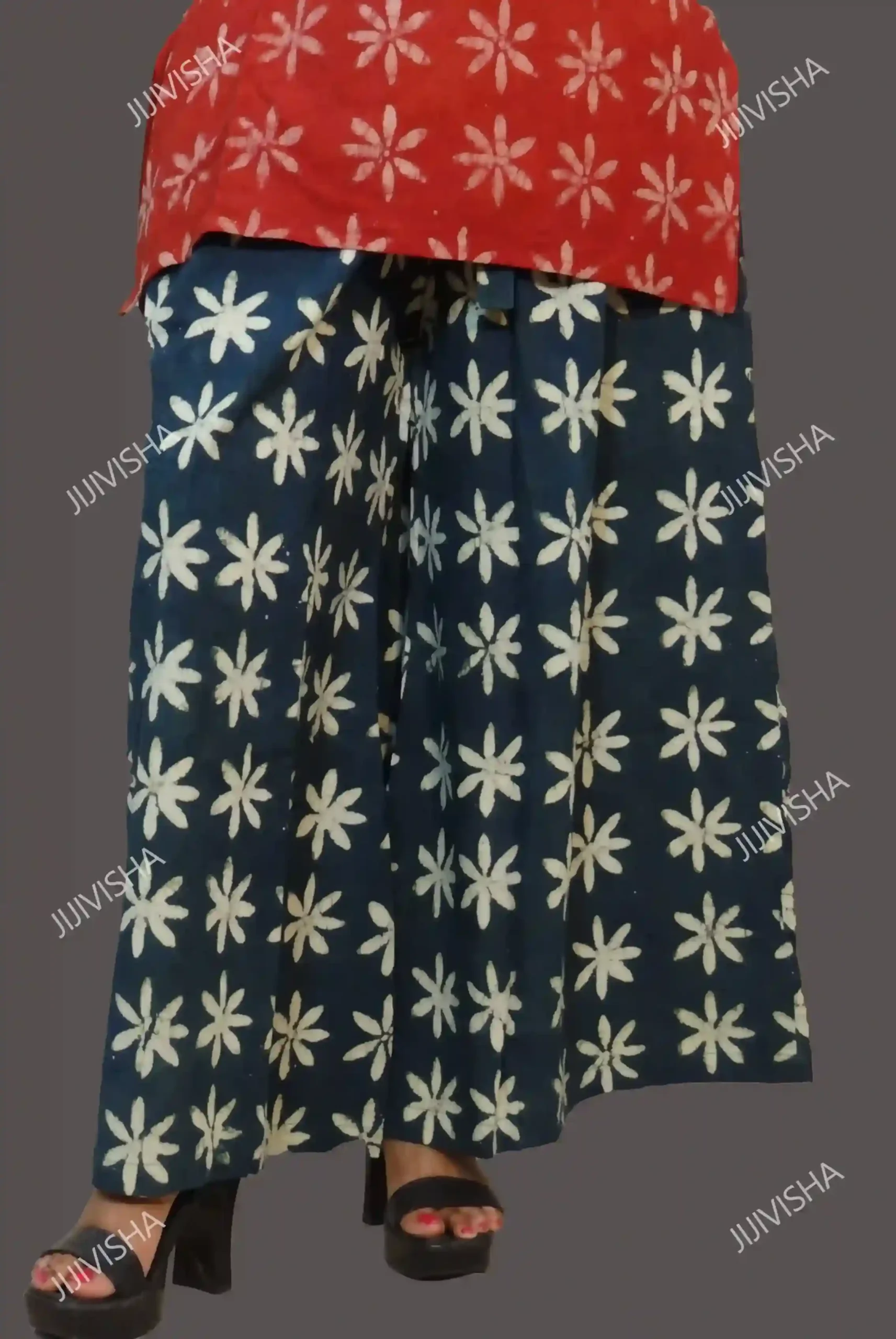 Buy Green & Beige Floral Palazzo Online