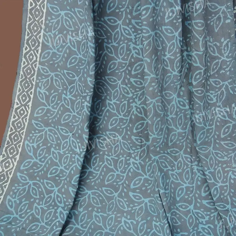 Buy Fawn & Ivory Floral Block Printed Dress Material Set (Pack of 3) Online