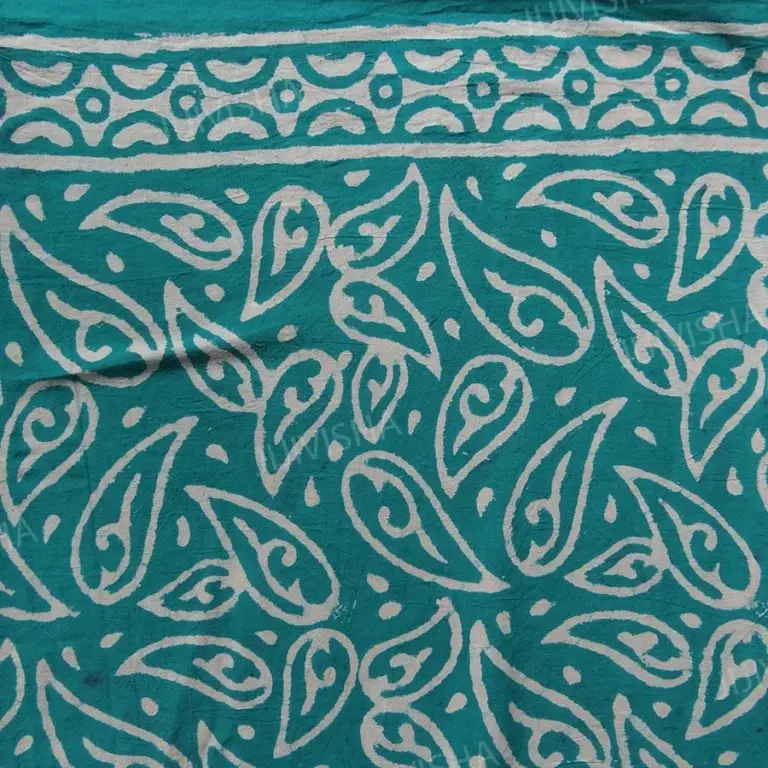 Buy Mint Green and Ivory Floral Hand Block Printed Cotton Dress Material Online