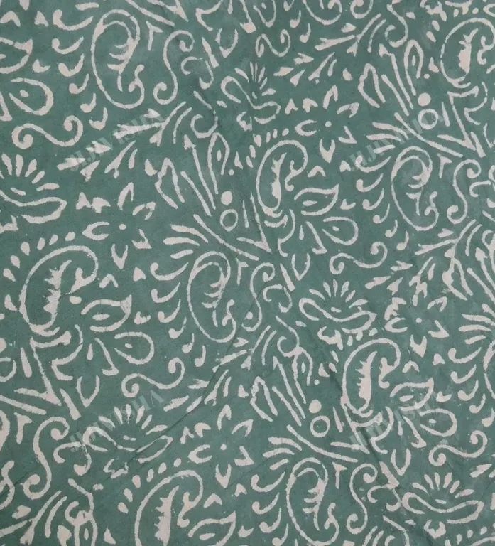 Buy Pastel Green & Ivory Hand Block Printed Dress Material With Chiffon Duppatta Online