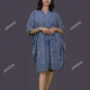 Buy Indigo Stripes Block Printed Cotton Short Kaftan Online