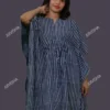 Buy Indigo Stripes Block Printed Cotton Short Kaftan Online