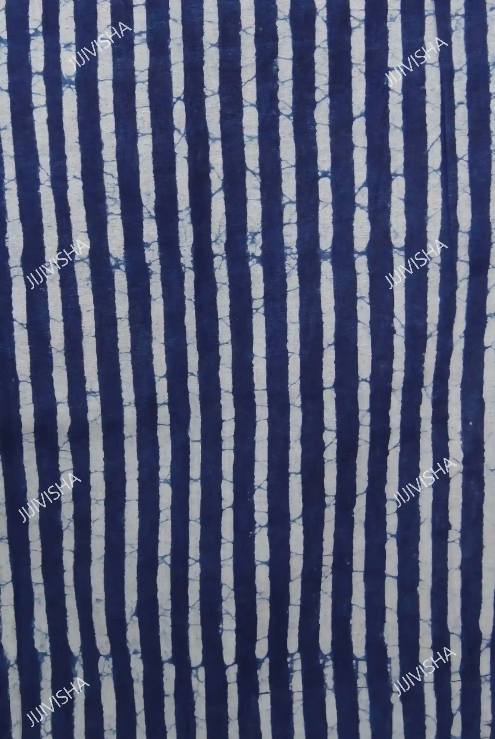 Buy Indigo Stripes Block Printed Cotton Short Kaftan Online