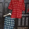 Buy Red & Green Floral Print Short Kurti Set Online
