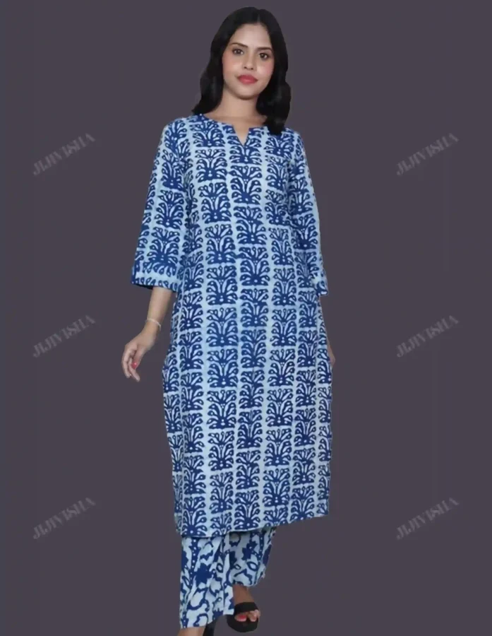 Buy Floral Hand Block Printed Kurta Set Online