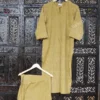 JVWAPKS009_1 Buy Mustard Yellow Stripes Block Print Kurta Set Online