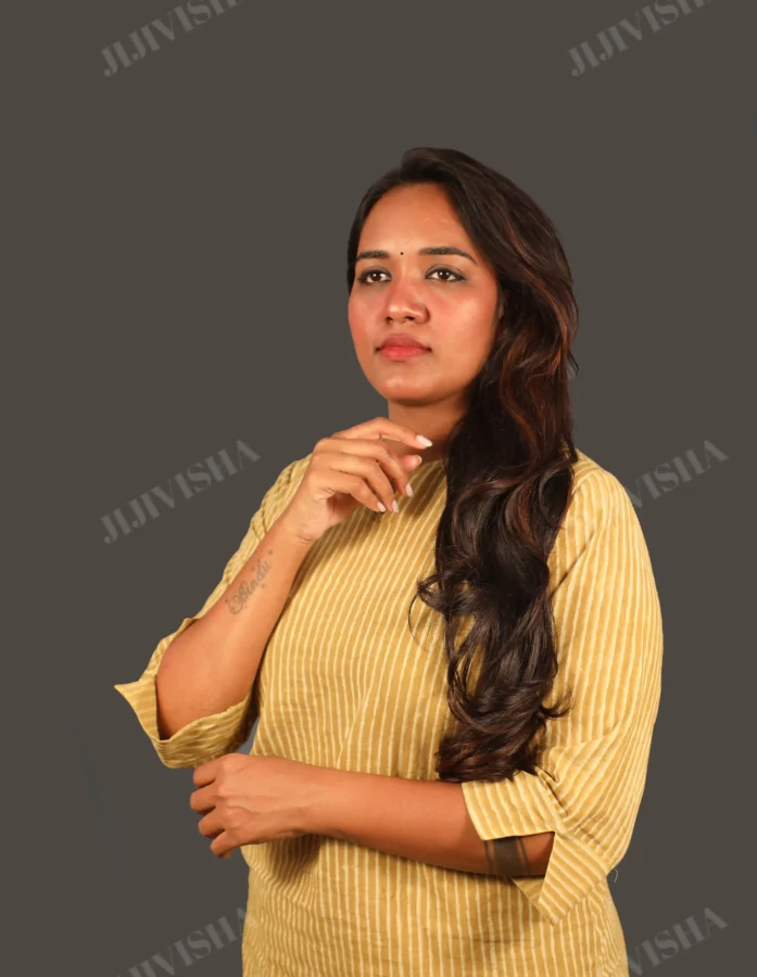 Buy Mustard Yellow Stripes Block Print Kurta Set Online