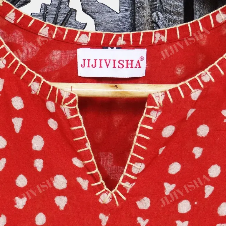 Buy Red & Beige Hand Block Printed Kurta Set Online