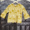 Buy Mustard & Beige Leaves Block Printed Short Kurti Online