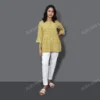 Buy Mustard Polka Dots Cotton Short Kurti Online