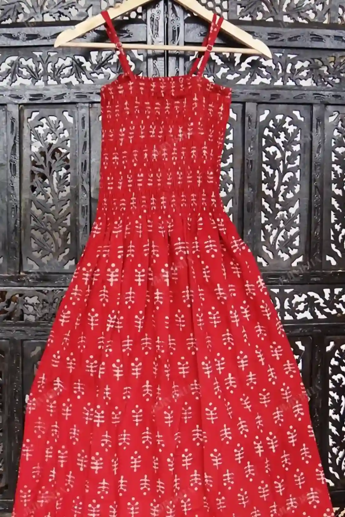 Buy Red Hand Block Printed Cotton Tunic Online