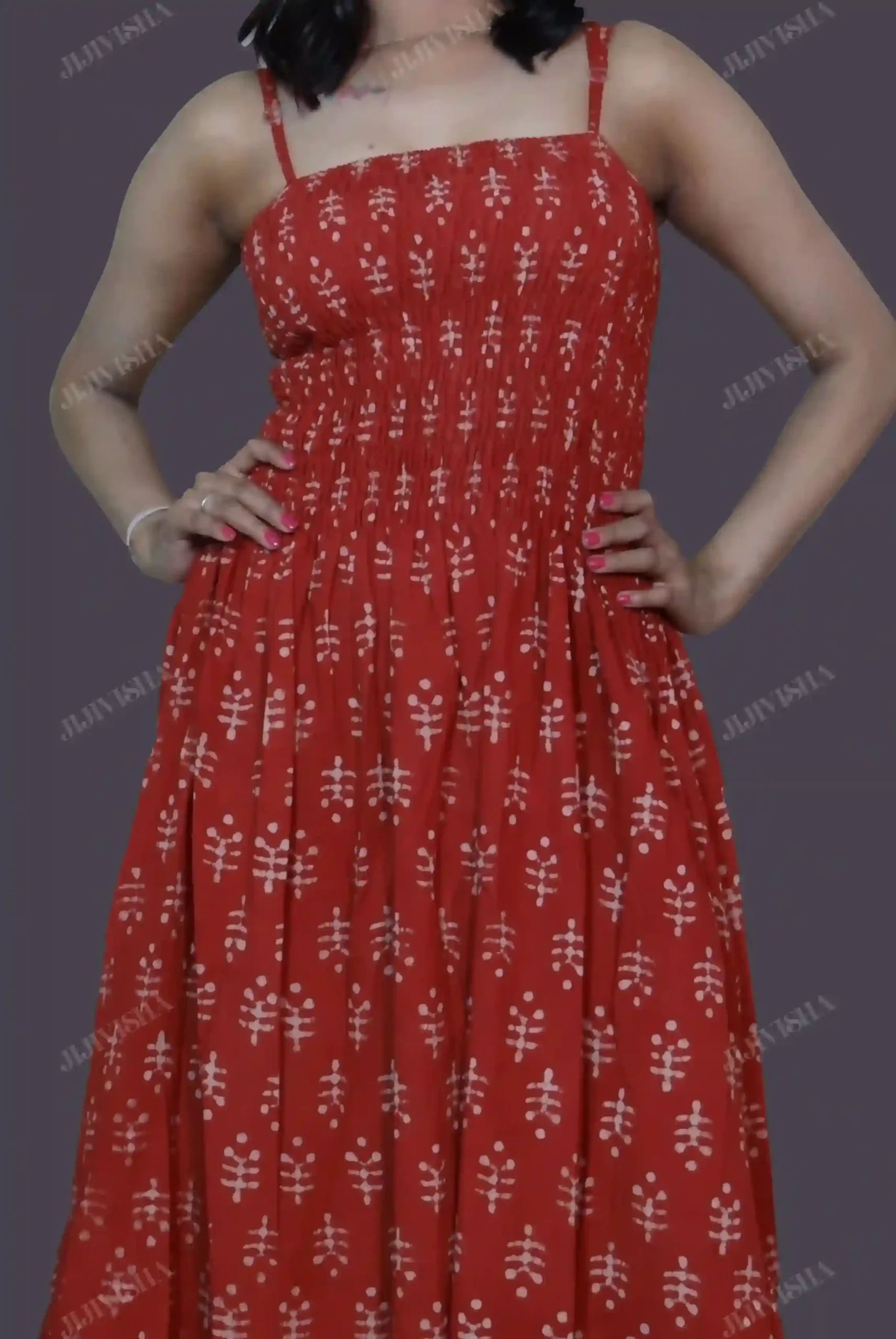 Buy Red Hand Block Printed Cotton Tunic Online