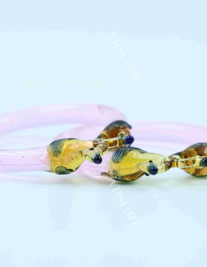 Buy Crystal Light Pink Bangle with Peacock Ends Online