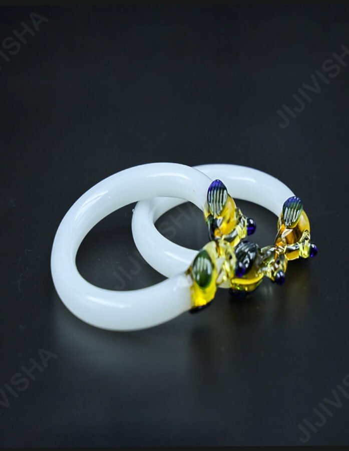 Buy Crystal White Bangles with Peacock Ends Online