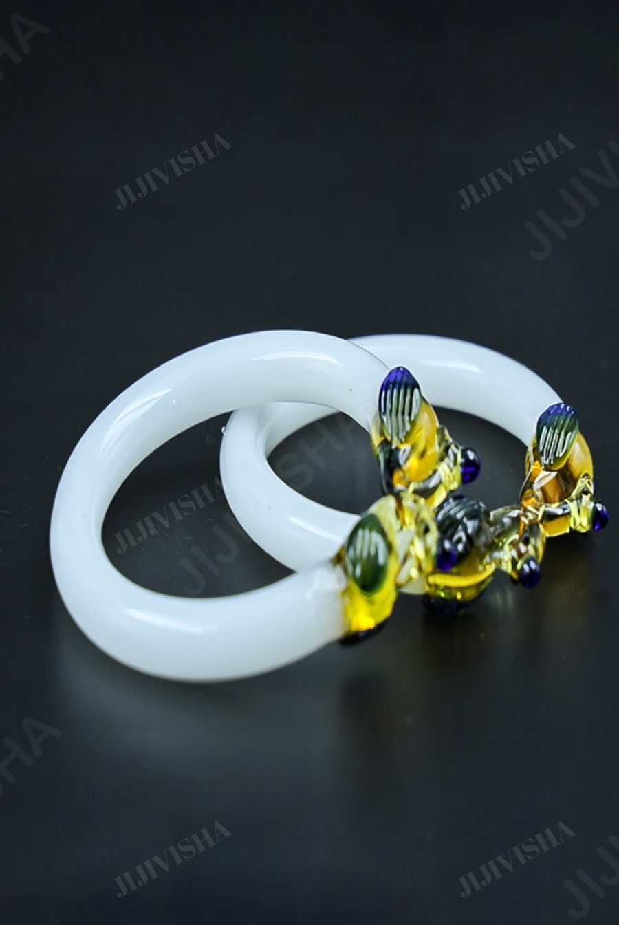 Buy Crystal White Bangles with Peacock Ends Online