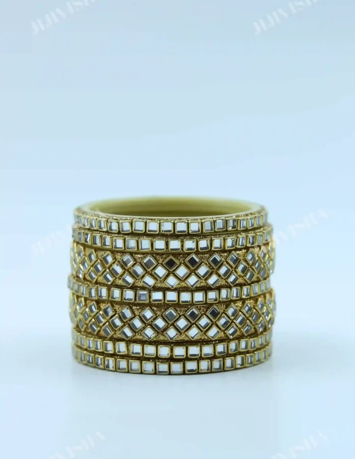 Buy Silver Kundan & Golden Seep Bangles Online