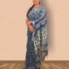 Buy Floral Block Printed Linen Saree Online