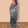 Buy Floral Block Printed Linen Saree Online