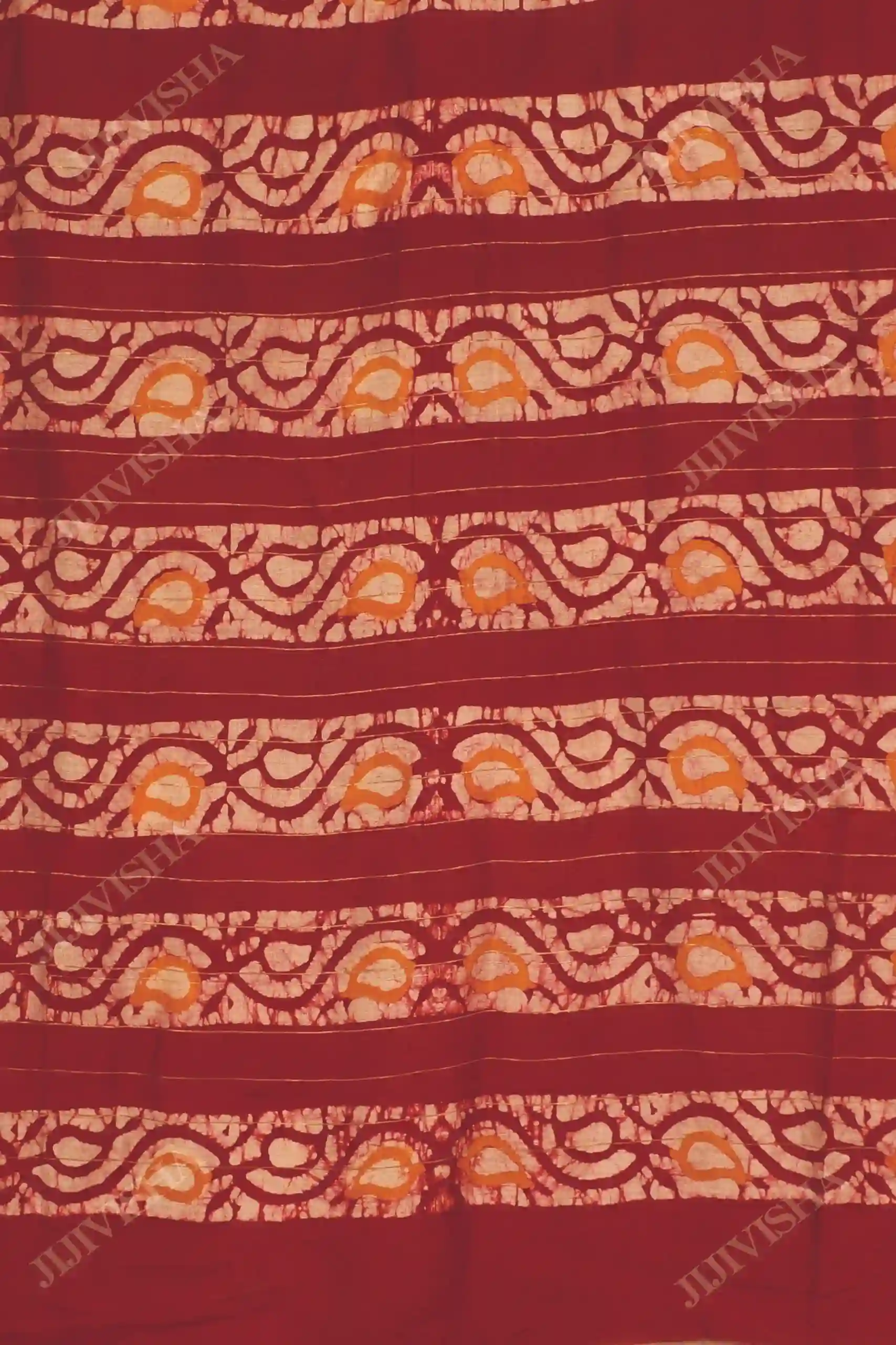 Buy Red & Yellow Floral Hand Block Printed Cotton Saree Online