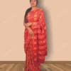Buy Red & Yellow Floral Hand Block Printed Cotton Saree Online