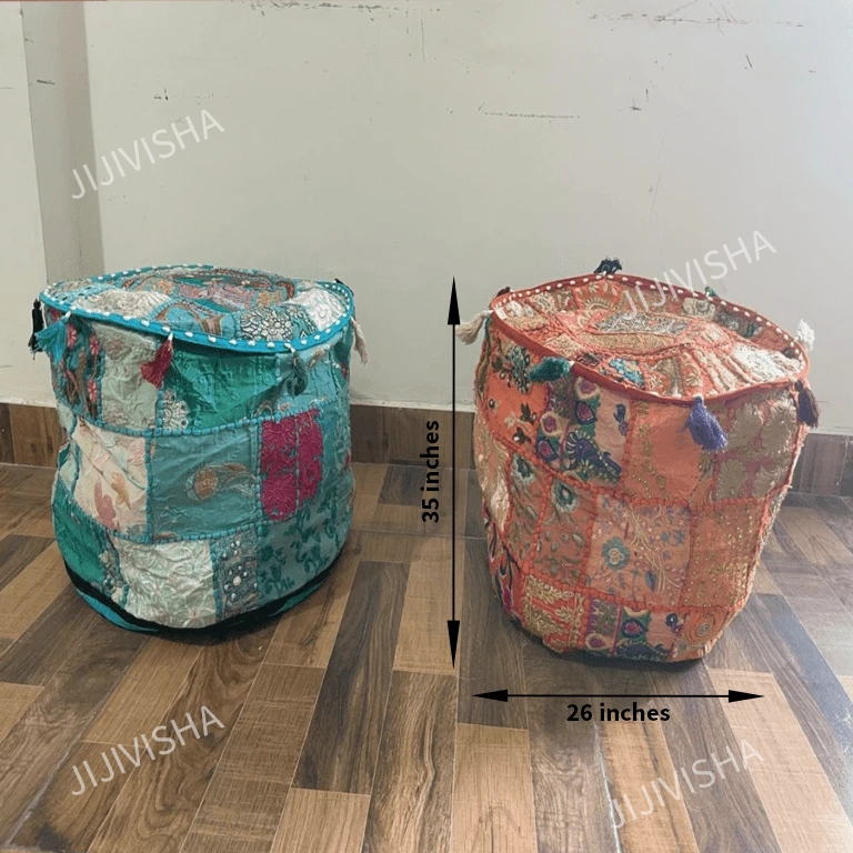 Buy Royal Embroidered Duo Pouf Set Online