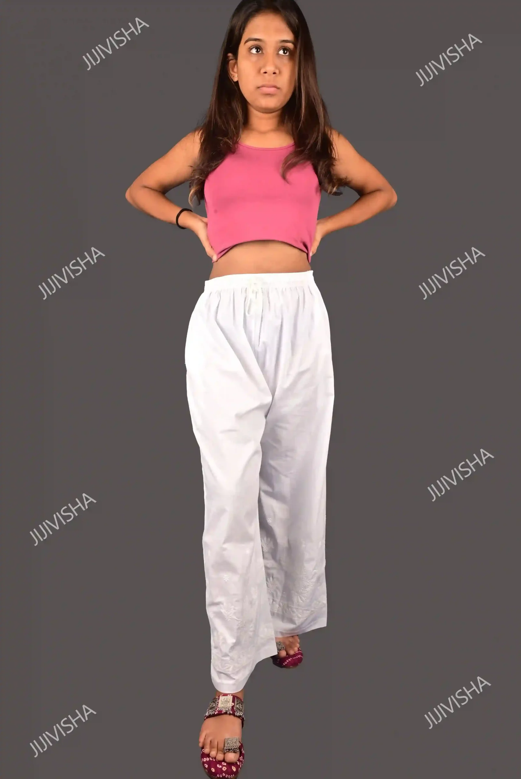 Buy White Cotton Chikankari Palazzo Online