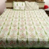 Buy White & Green Floral Hand Block Printed Bedsheet Set