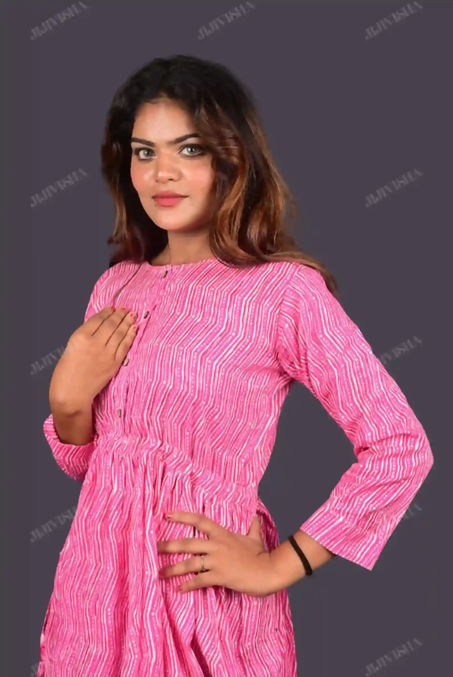 Buy Pink Hand Block Printed Tunic Online