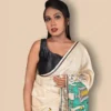Buy Tussar Silk Saree With Kalamkari Border Online