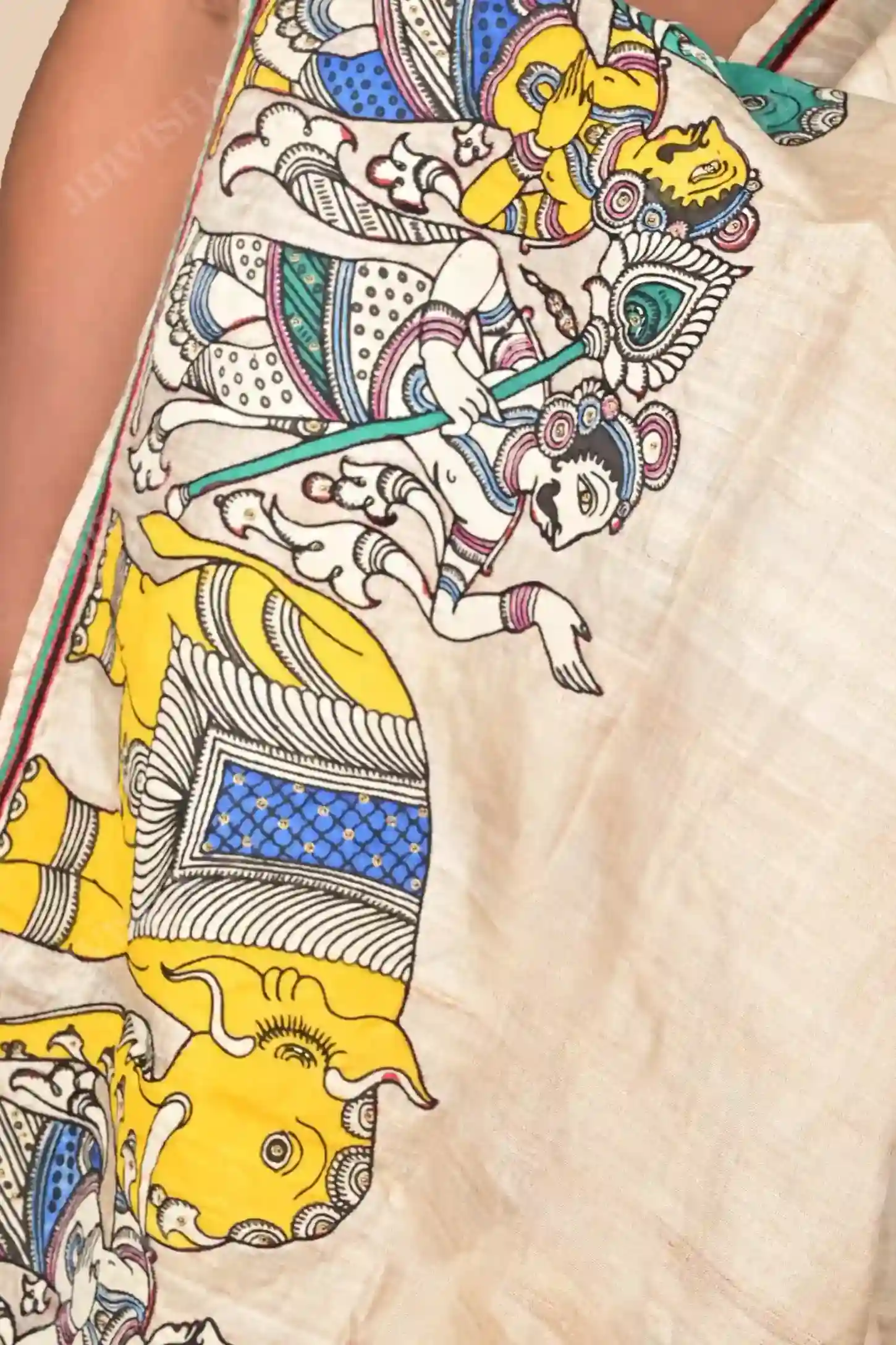 Buy Tussar Silk Saree With Kalamkari Border Online