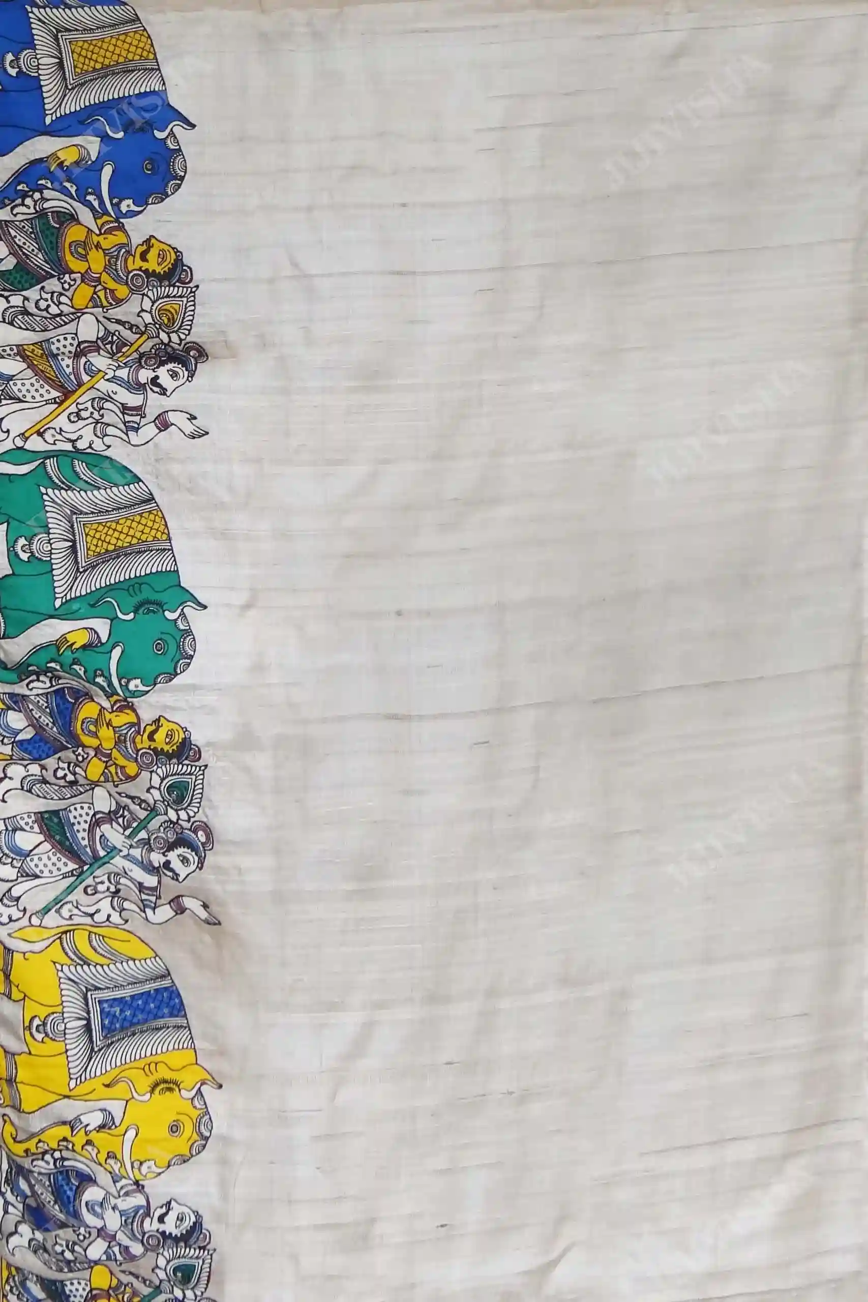 Buy Tussar Silk Saree With Kalamkari Border Online