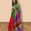 Buy Red & Green Katan Silk Ikkat Border Saree Online