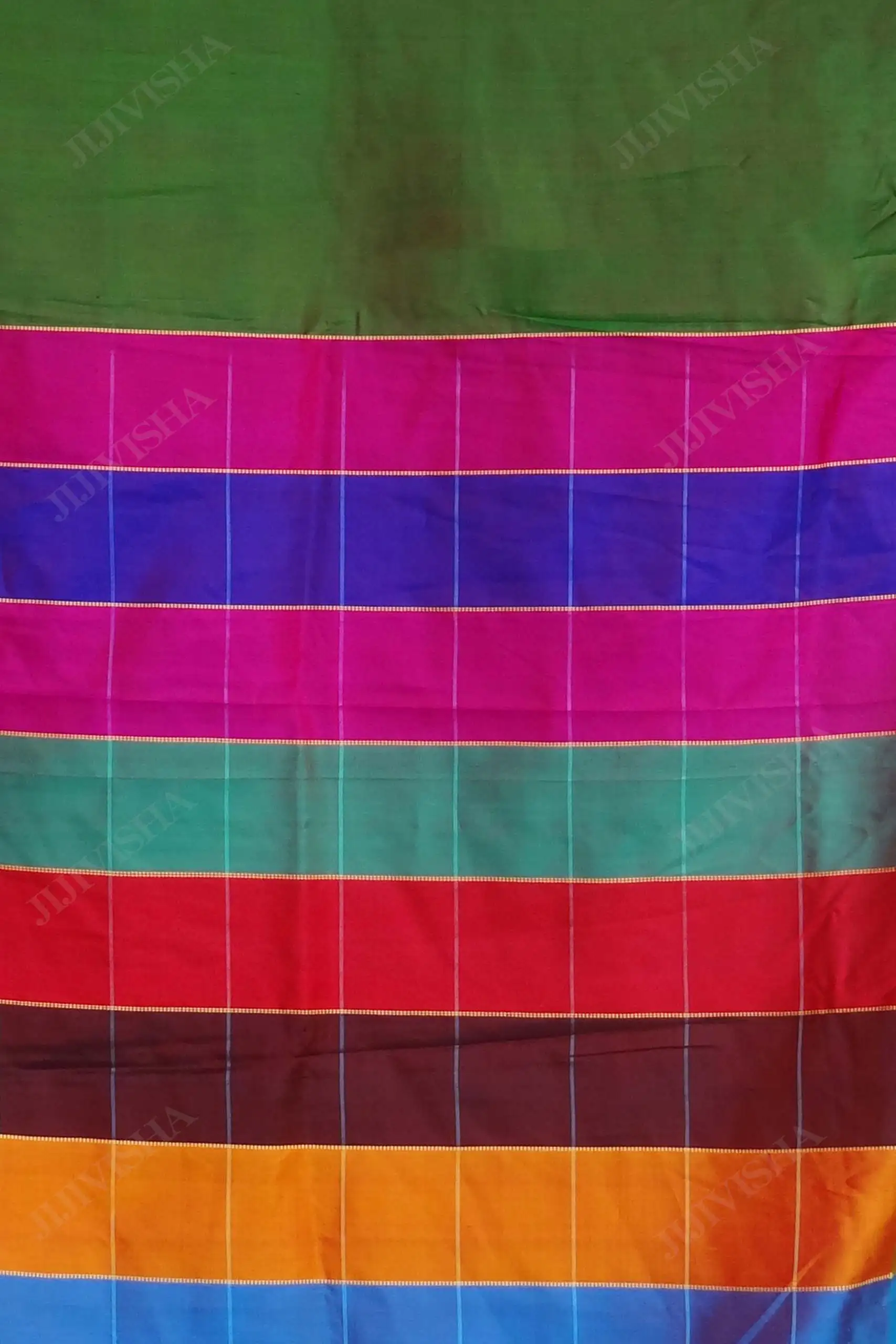 Buy Red & Green Katan Silk Ikkat Border Saree Online