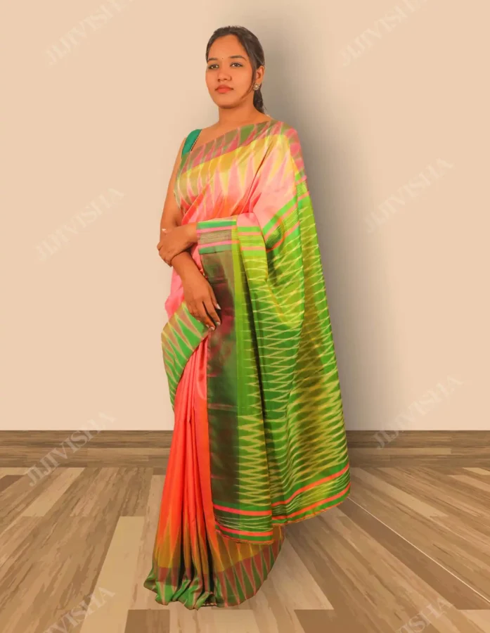Buy Light Pink Bishnupur Pure Katan Silk Kotki Saree Online