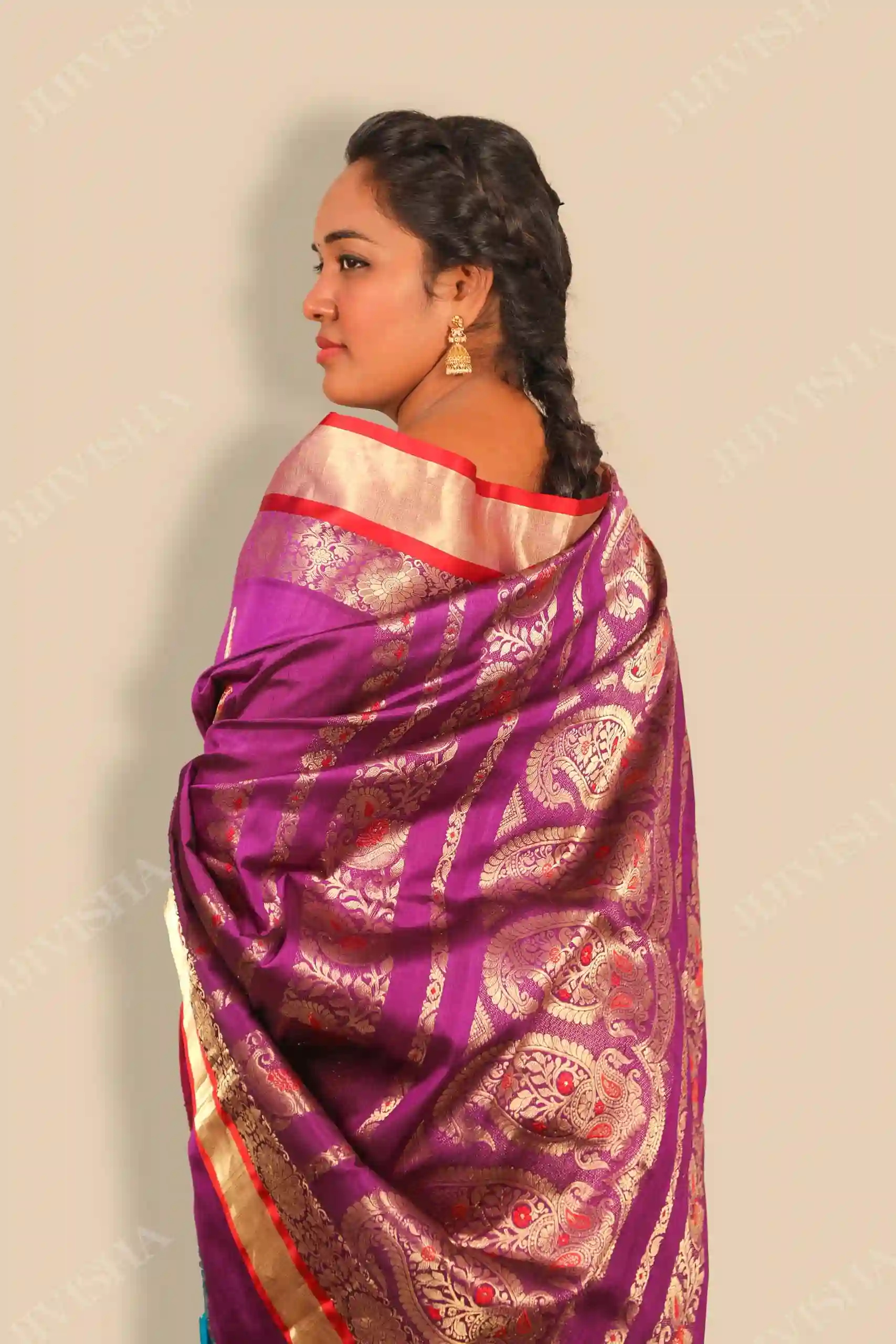 Buy Blue & Violet Gorod Silk Saree Online