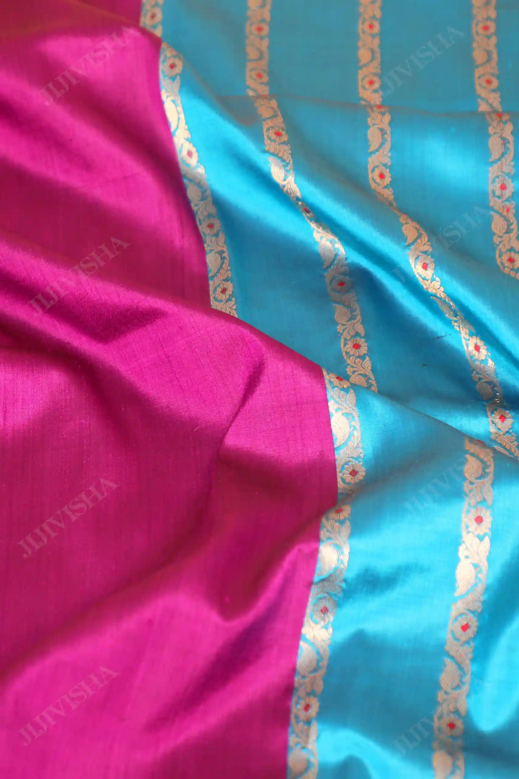 Buy Blue & Violet Gorod Silk Saree Online
