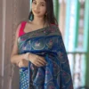 JVWSR080_6 Buy Pure Katan Silk Blue Swarnachari Saree Online