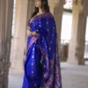 Buy Royal Blue Bishnupuri Swarnachari Pure Katan Silk Saree Online