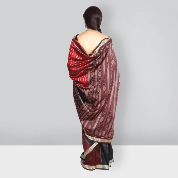 Brown-Red Coloured Bodh Bandha Sambalpuri Pata Saree