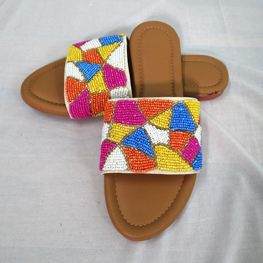 Multicoloured Flat Slip-Ons