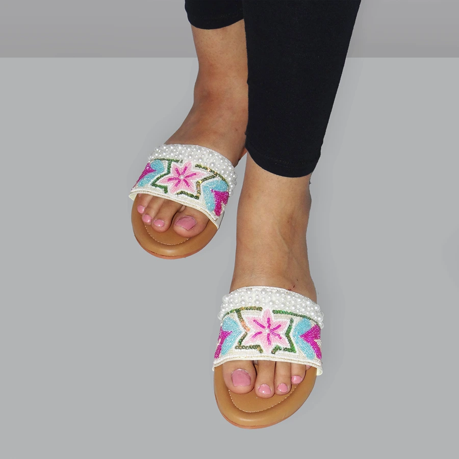 Pink & Blue Flat Slip-Ons Pink & Blue Flat Slip-Ons