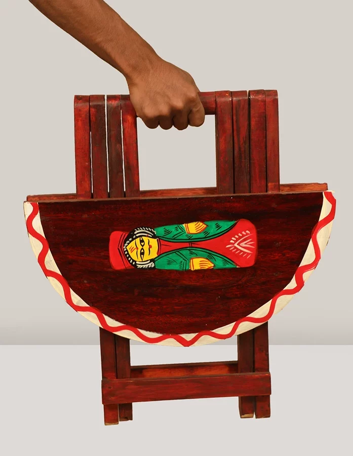 Bengali Bridal Couple HandPainted Wooden Folding Wooden Tray