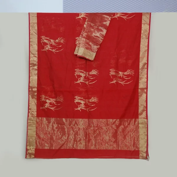 Pink coloured Chanderi Saree fabricated with Silk