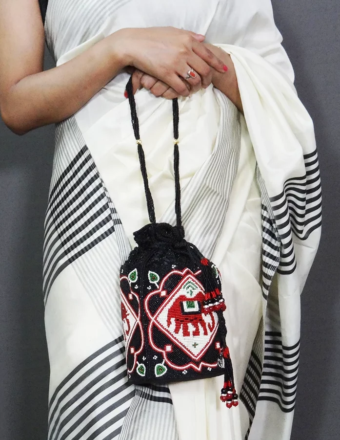 Black Beaded Patola Potli