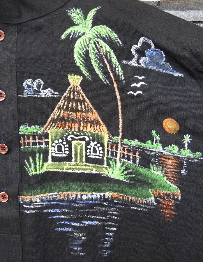 Black Hand Painted Cotton Kurta